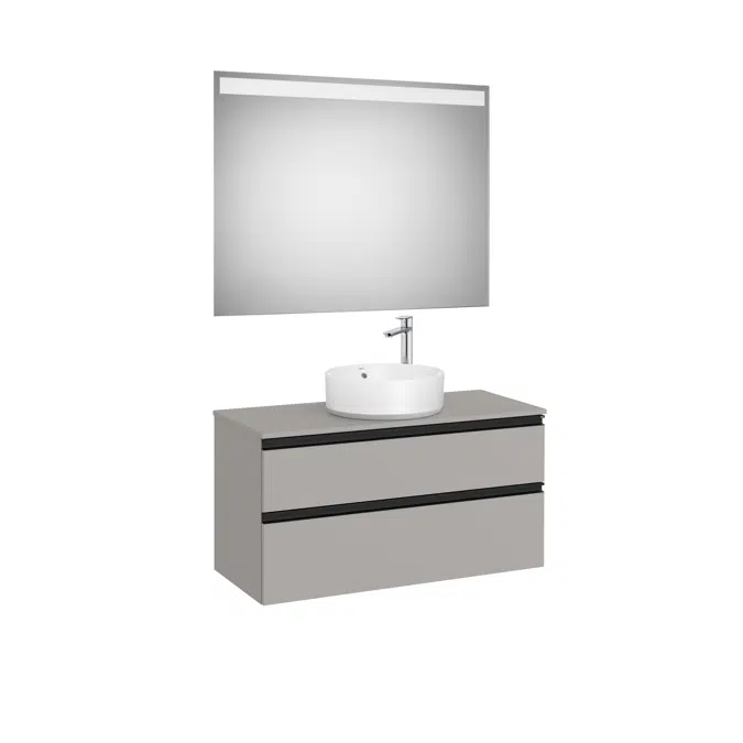 The Gap Pack (base unit with four drawers for two over countertop basins and LED mirror)
