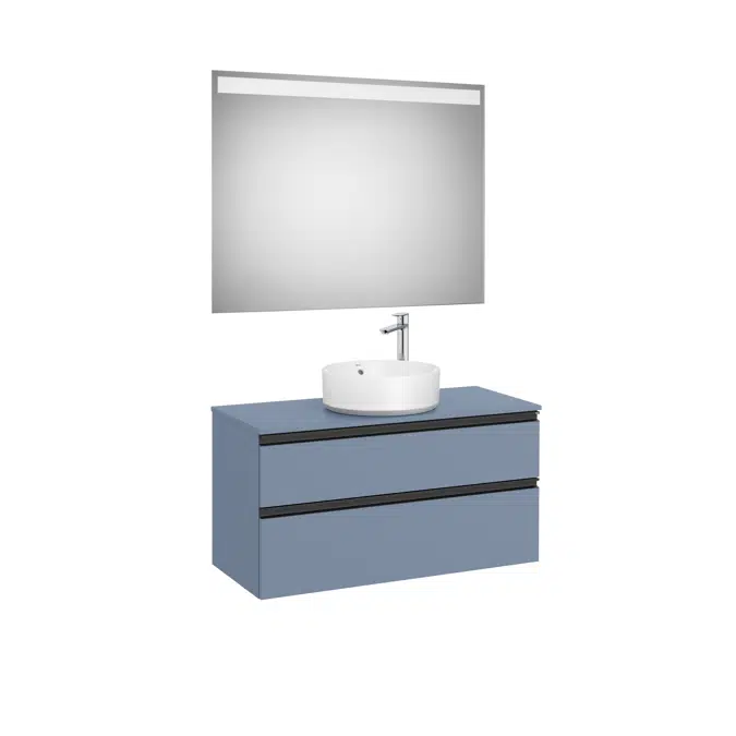 The Gap Pack (base unit with four drawers for two over countertop basins and LED mirror)