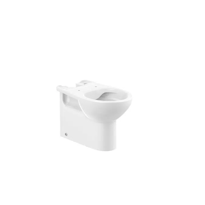 Victoria. Compact back to wall ceramics close-coupled Roca Rimless® WC with dual outlet