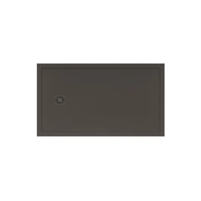 Terran Stonex® rectangular shower tray. Antislip surface. Gravel texture. Extraslim. Includes high-flow drain of 80 mm height and grid matching the colour of the shower tray