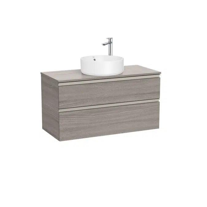 The Gap Base unit with two drawers and centred over countertop basin