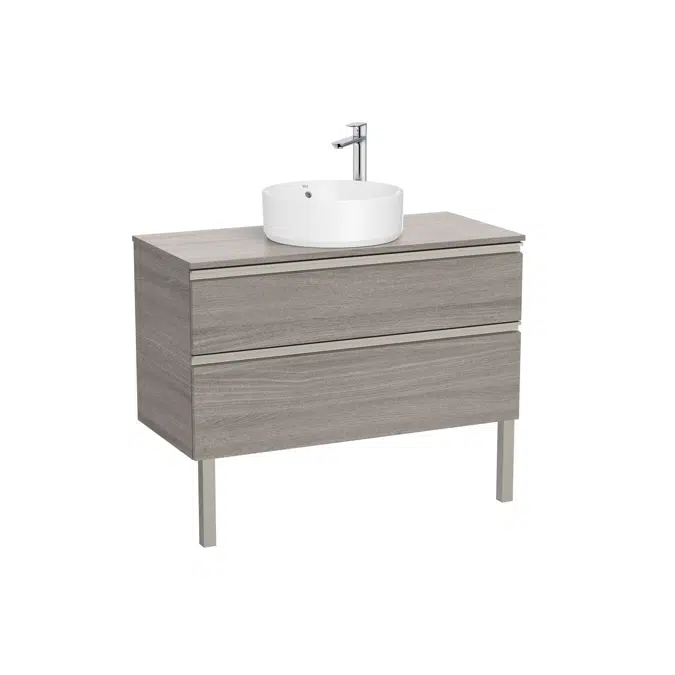The Gap Base unit with two drawers and centred over countertop basin