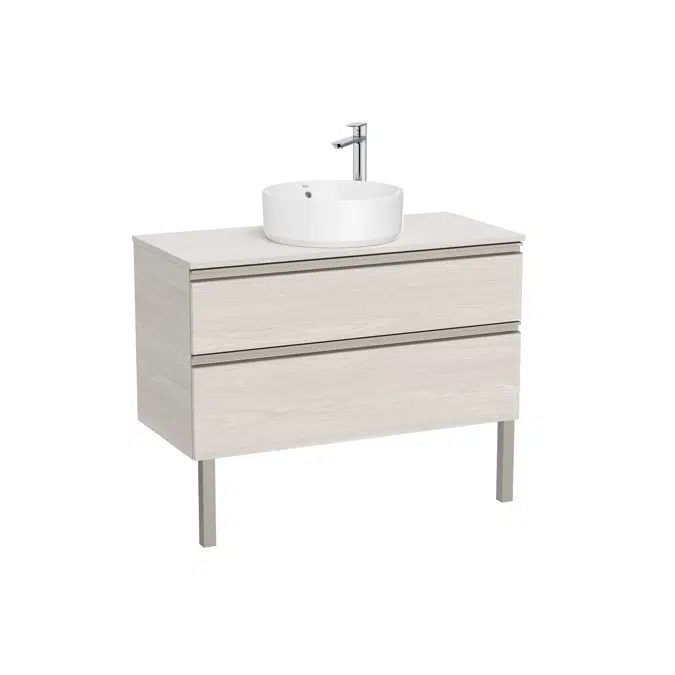 The Gap Base unit with two drawers and centred over countertop basin