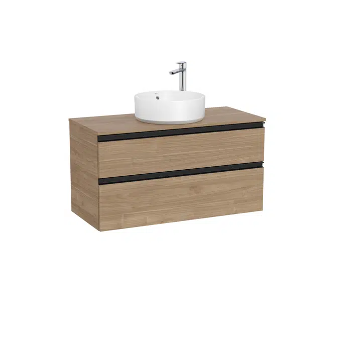 The Gap Base unit with two drawers and centred over countertop basin