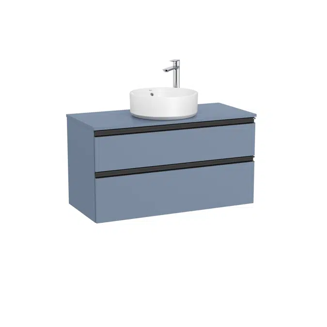 The Gap Base unit with two drawers and centred over countertop basin