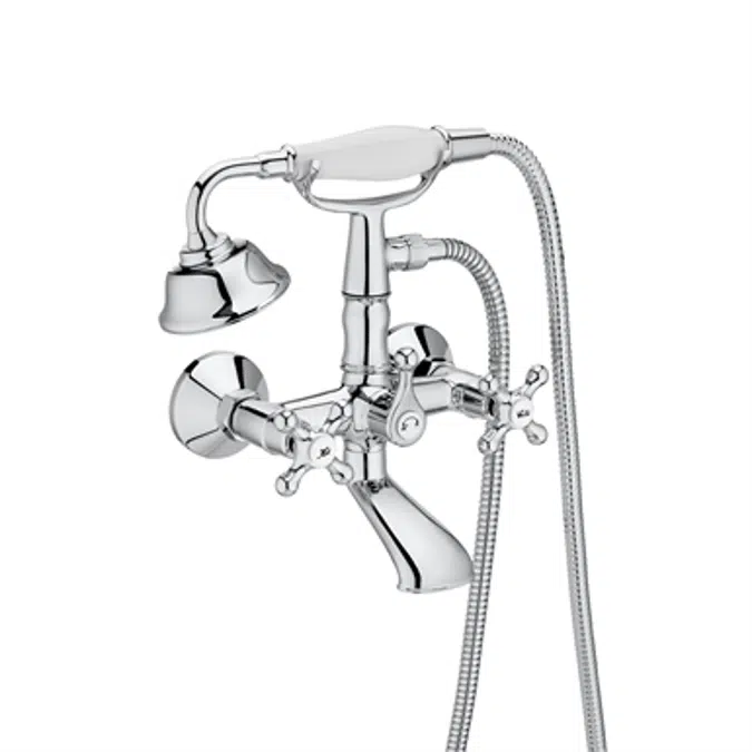 CARMEN Wall-mounted bath-shower mixer with accessories