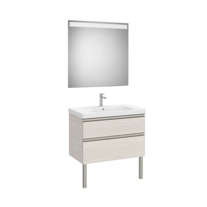 The Gap Pack (base unit with two drawers for centred over countertop basin and Eidos LED mirror)