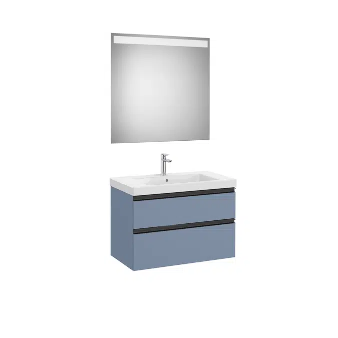 The Gap Pack (base unit with two drawers for centred over countertop basin and Eidos LED mirror)