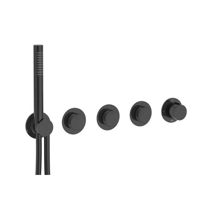 T-Multi Switch built-in thermostatic shower mixer (3 ways) with stick hand-shower, swivel wall bracket and 1.70 m PVC shower flexible hose