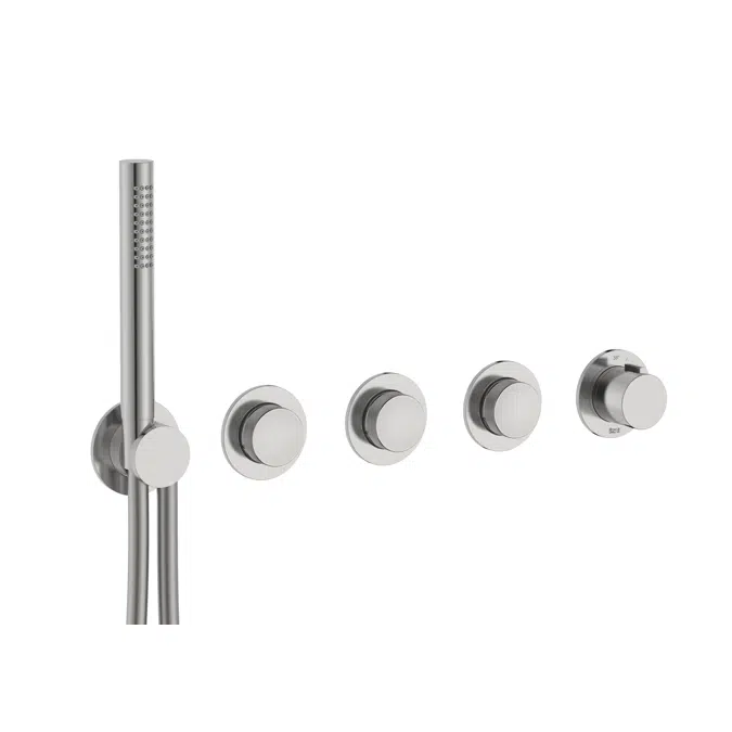 T-Multi Switch built-in thermostatic shower mixer (3 ways) with stick hand-shower, swivel wall bracket and 1.70 m PVC shower flexible hose