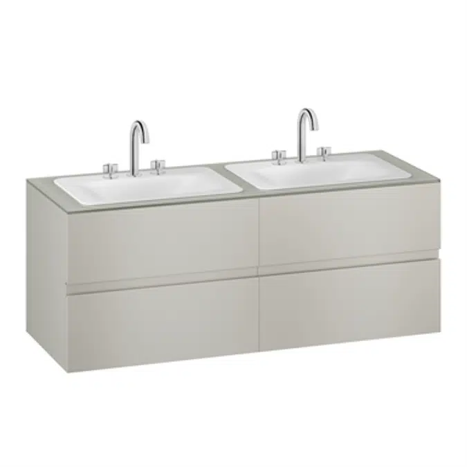 ARMANI - BAIA 1550 mm wall-hung furniture for 2 countertop washbasins and deck-mounted basin mixers