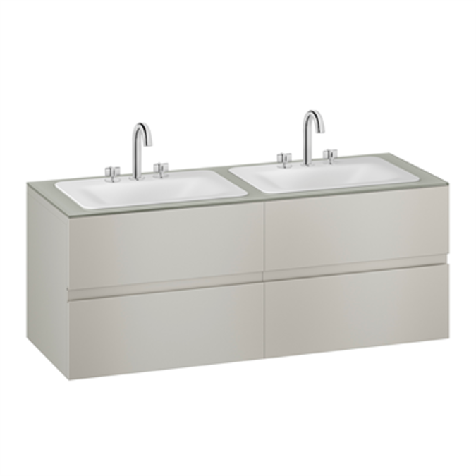 ARMANI - BAIA 1550 mm wall-hung furniture for 2 countertop washbasins and deck-mounted basin mixers