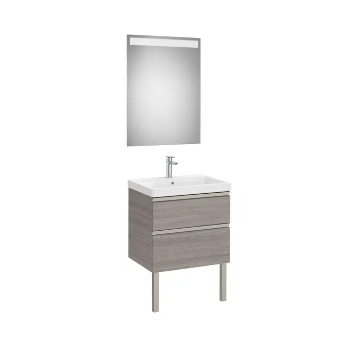 The Gap Pack (base unit with two drawers for centred over countertop basin and Eidos LED mirror)