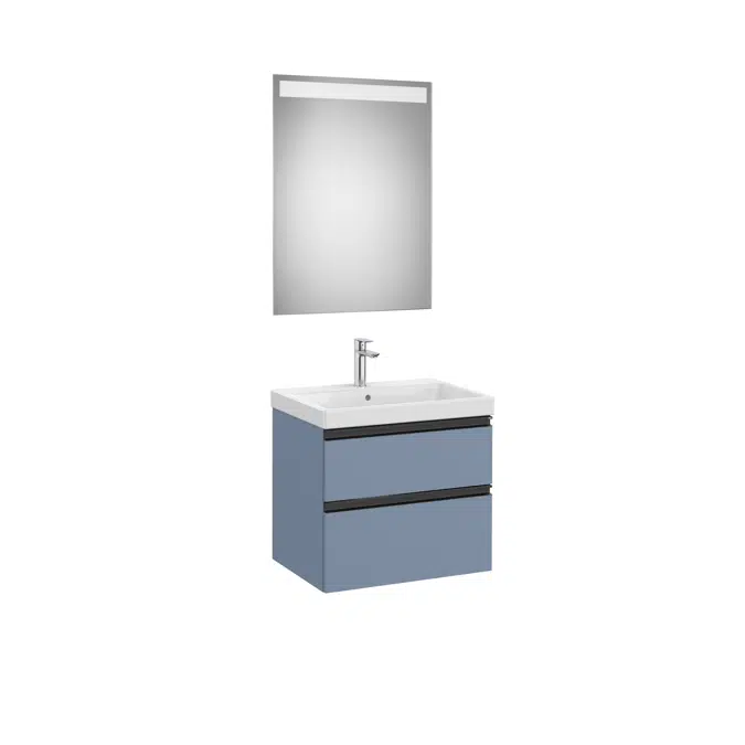 The Gap Pack (base unit with two drawers for centred over countertop basin and Eidos LED mirror)