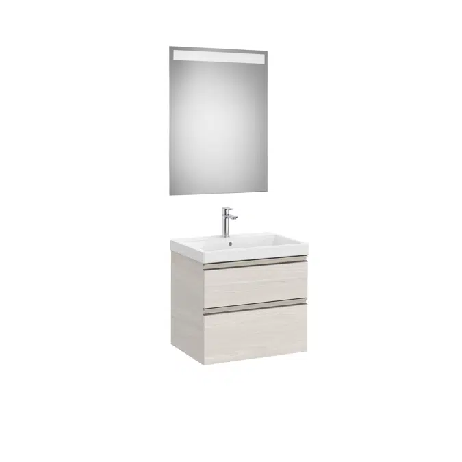 The Gap Pack (base unit with two drawers for centred over countertop basin and Eidos LED mirror)