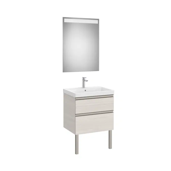 The Gap Pack (base unit with two drawers for centred over countertop basin and Eidos LED mirror)