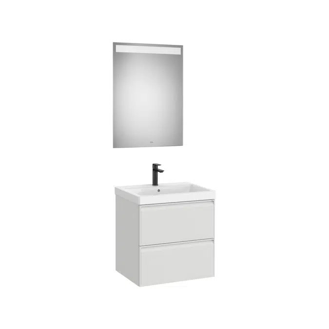 Linea Pack - Base unit with two drawers, basin and Eidos LED mirror