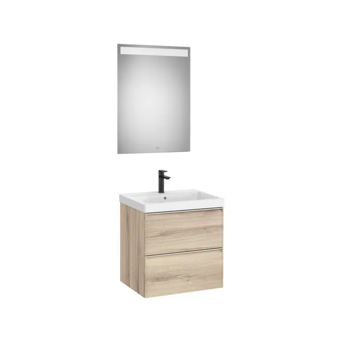 Linea Pack - Base unit with two drawers, basin and Eidos LED mirror