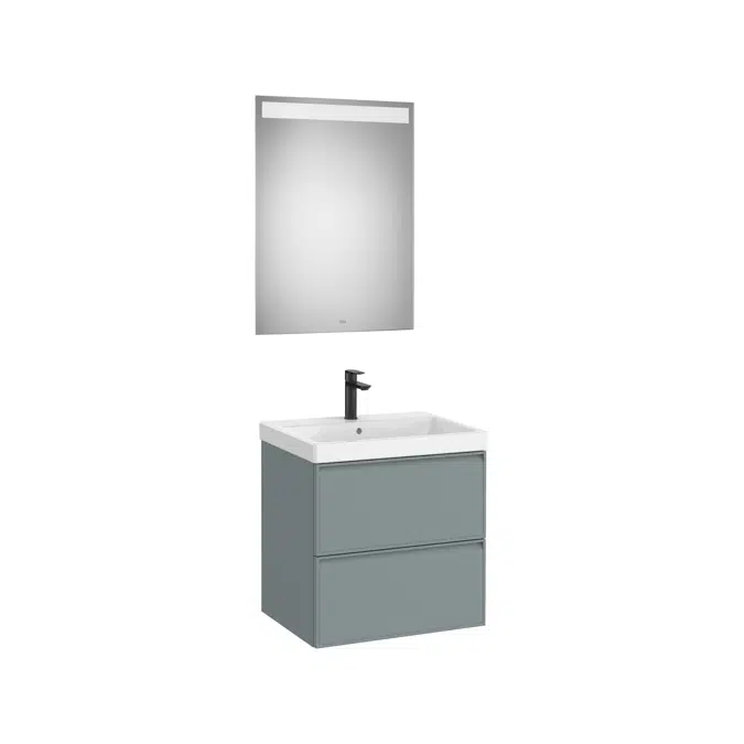 Linea Pack - Base unit with two drawers, basin and Eidos LED mirror