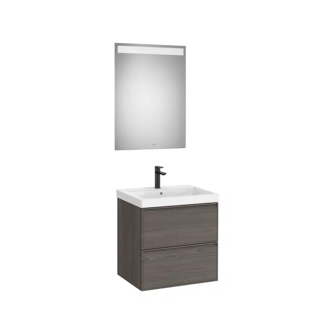 Linea Pack - Base unit with two drawers, basin and Eidos LED mirror