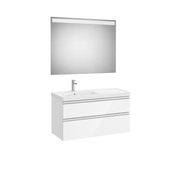 The Gap Pack (base unit with two drawers, basin on the left and Eidos LED mirror)