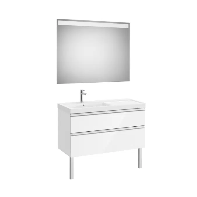 The Gap Pack (base unit with two drawers, basin on the left and Eidos LED mirror)