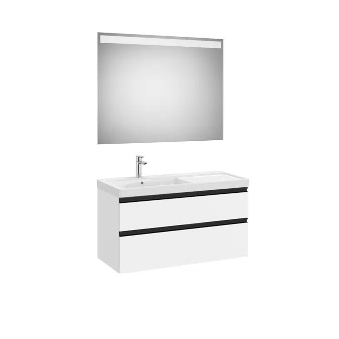 The Gap Pack (base unit with two drawers, basin on the left and Eidos LED mirror)