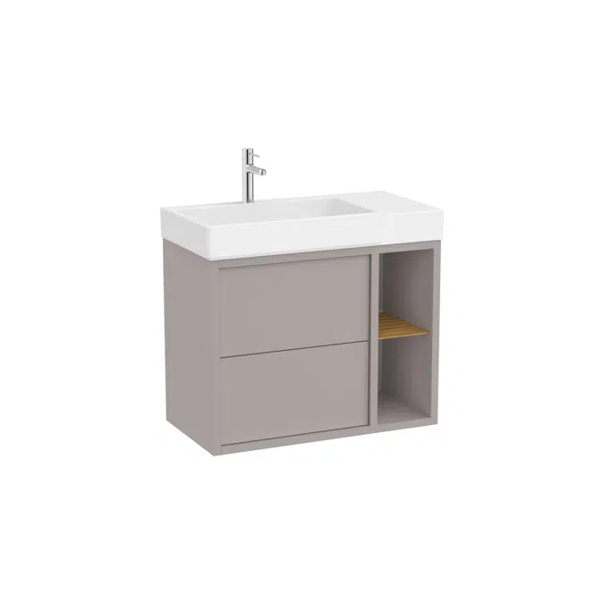 Tura  Unik (Asymmetric base unit with two drawers, side shelves and basin on the left)