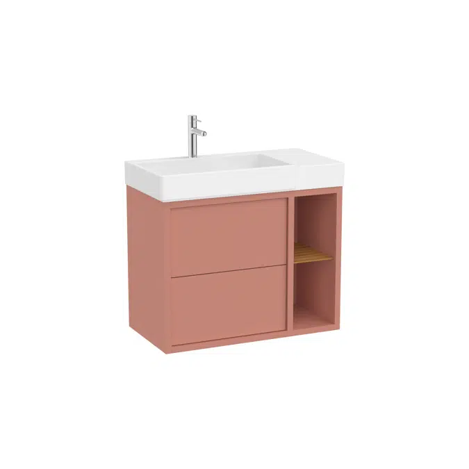 Tura  Unik (Asymmetric base unit with two drawers, side shelves and basin on the left)