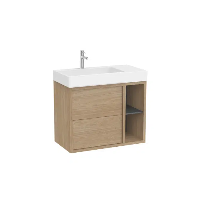 Tura  Unik (Asymmetric base unit with two drawers, side shelves and basin on the left)