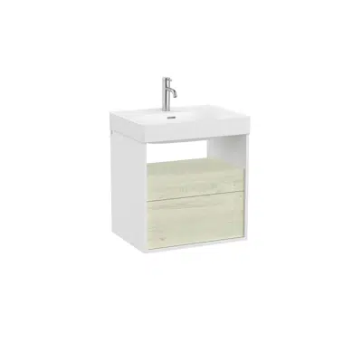 Meridian Base unit with two drawers and open shelf for basin图像