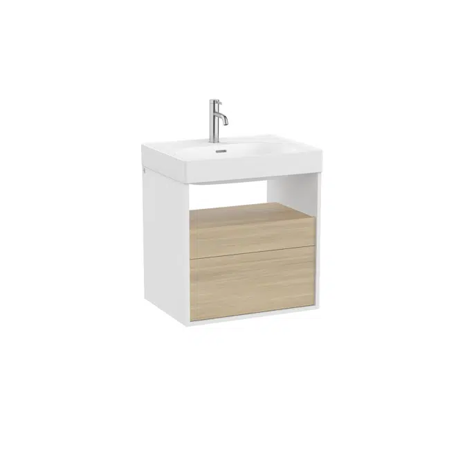 Meridian Base unit with two drawers and open shelf for basin