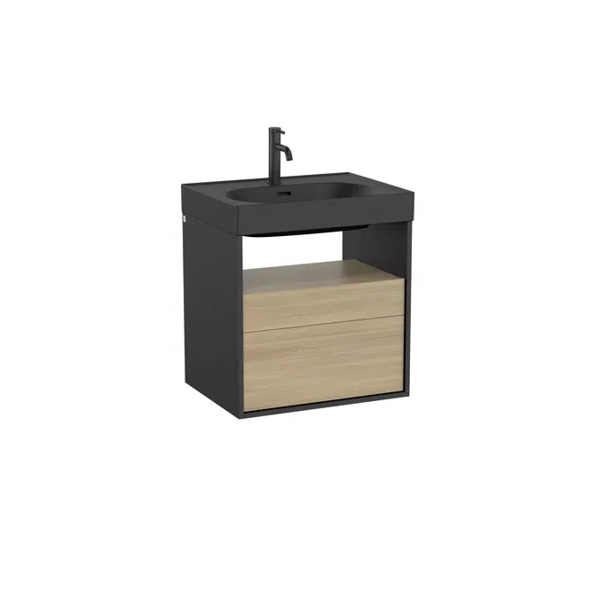 Meridian Base unit with two drawers and open shelf for basin