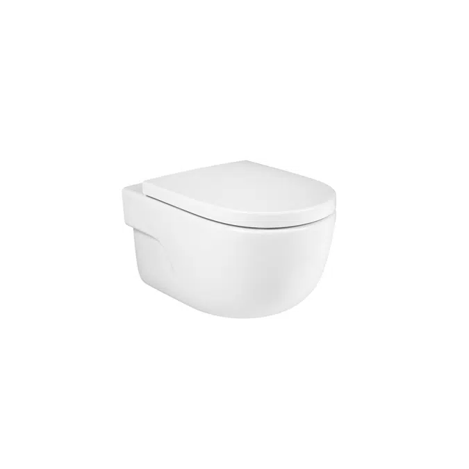 MERIDIAN Vitreous china wall-hung Rimless WC with horizontal outlet