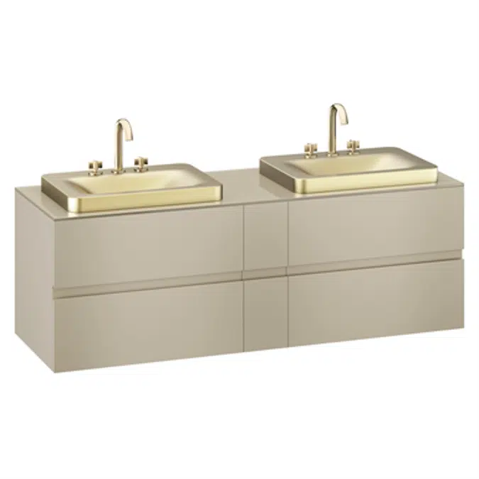 ARMANI - BAIA 1800 mm wall-hung furniture for 2 deck-mounted basin mixers  and over countertop washbasins