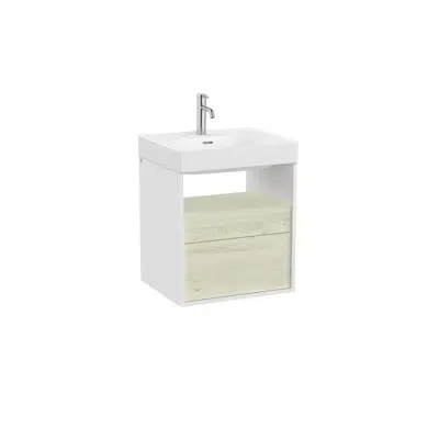 Meridian Base unit with two drawers and open shelf for basin图像