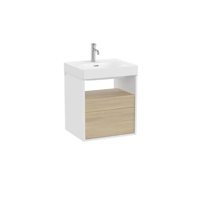 Meridian Base unit with two drawers and open shelf for basin