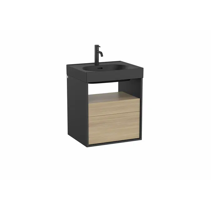 Meridian Base unit with two drawers and open shelf for basin