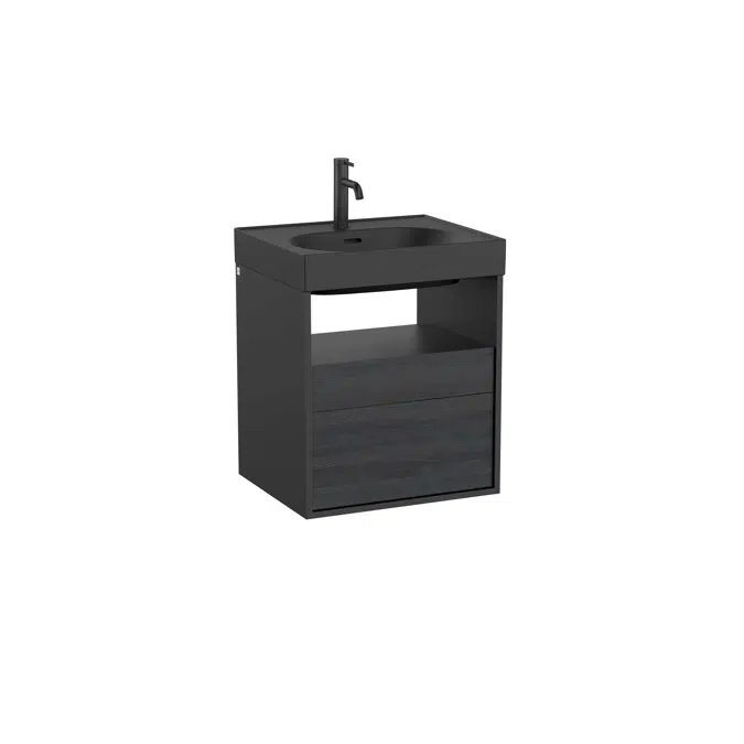 Meridian Base unit with two drawers and open shelf for basin
