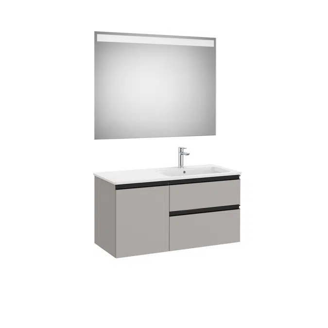 The Gap Pack (base unit with two drawers, one door, slim basin on the right and Eidos LED mirror)