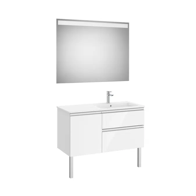 The Gap Pack (base unit with two drawers, one door, slim basin on the right and Eidos LED mirror)