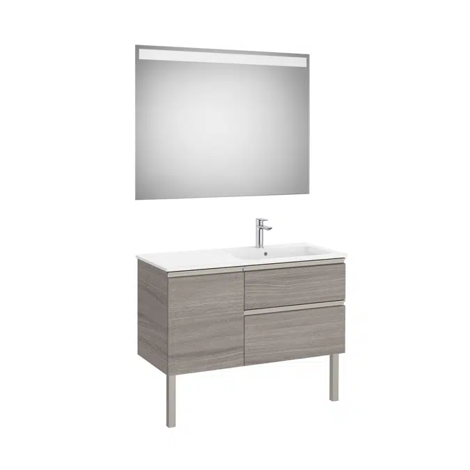The Gap Pack (base unit with two drawers, one door, slim basin on the right and Eidos LED mirror)