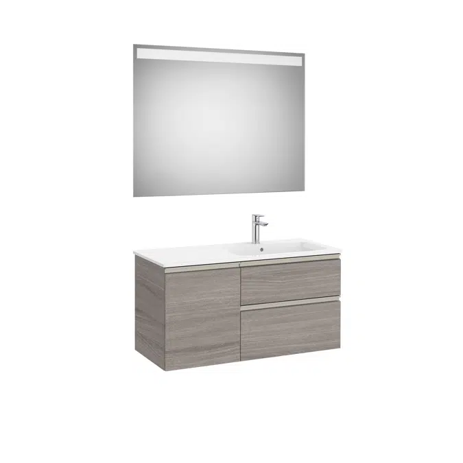 The Gap Pack (base unit with two drawers, one door, slim basin on the right and Eidos LED mirror)