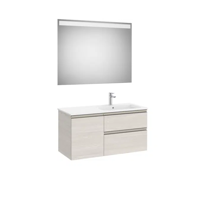 The Gap Pack (base unit with two drawers, one door, slim basin on the right and Eidos LED mirror)