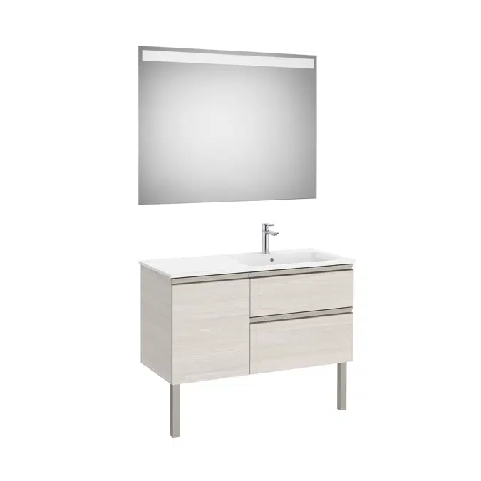 The Gap Pack (base unit with two drawers, one door, slim basin on the right and Eidos LED mirror)
