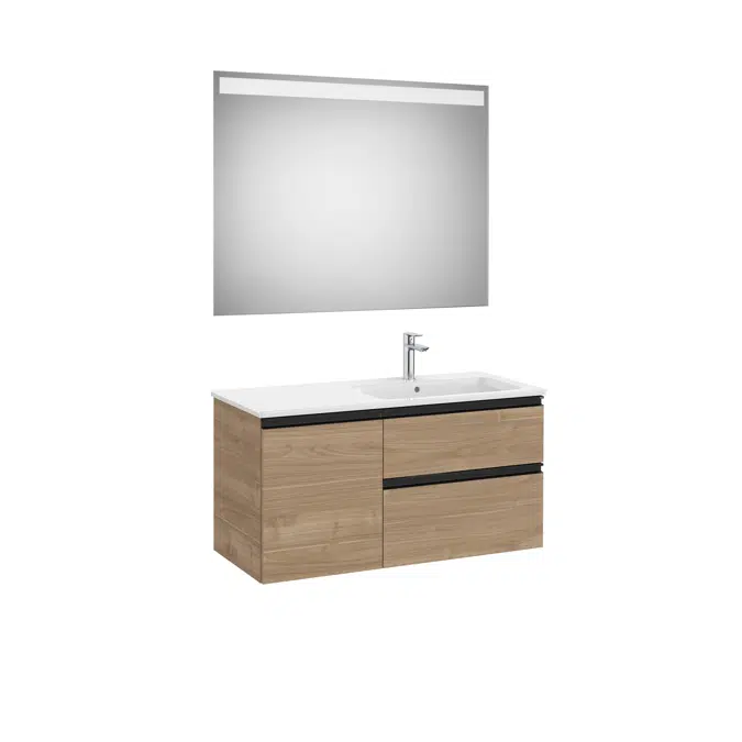 The Gap Pack (base unit with two drawers, one door, slim basin on the right and Eidos LED mirror)