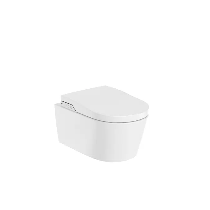 IN-WASH® with In-tank - Vitreous china Rimless wall-hung smart toilet with integrated tank. Seat and cover included. Needs power supply.