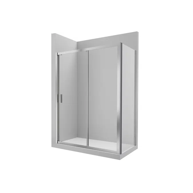 URA L2-E 1400 - Front shower enclosure with 1 sliding door + 1 fixed panel