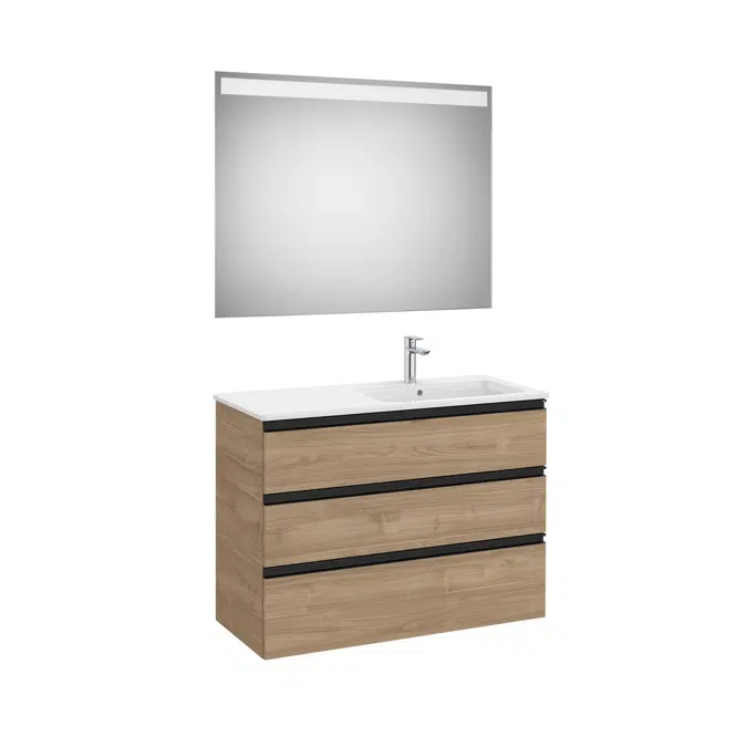 THE GAP  1005 Pack (base unit 3 drawers, right hand basin and LED mirror)