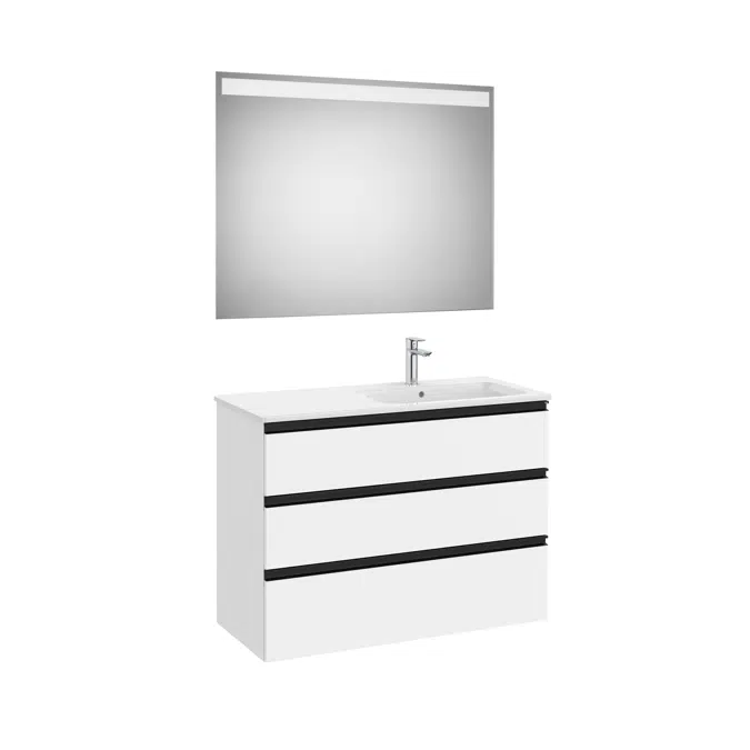 THE GAP  1005 Pack (base unit 3 drawers, right hand basin and LED mirror)